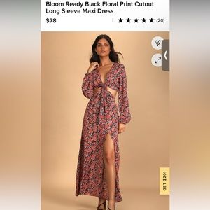 LuLus Bloom Ready Black Floral Print Cutout
Long Sleeve Maxi Dress